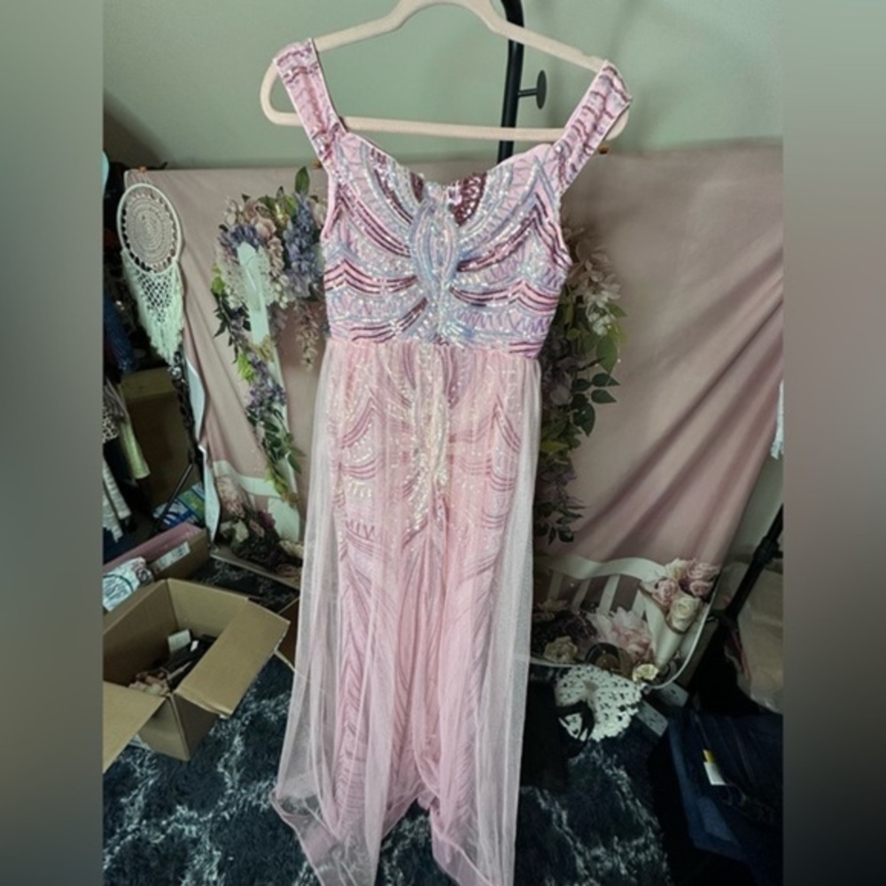 Pink Sequined Formal Gown NWT. Size Medium by Faeriesty